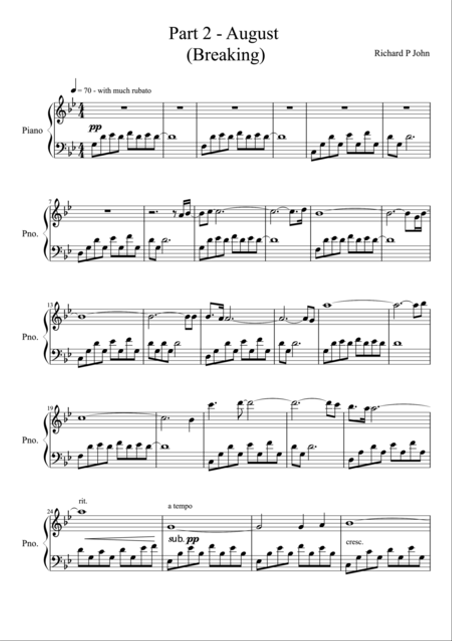 August - Breaking (from Seasons in Flight) Piano Solo scores gallery preview page 1