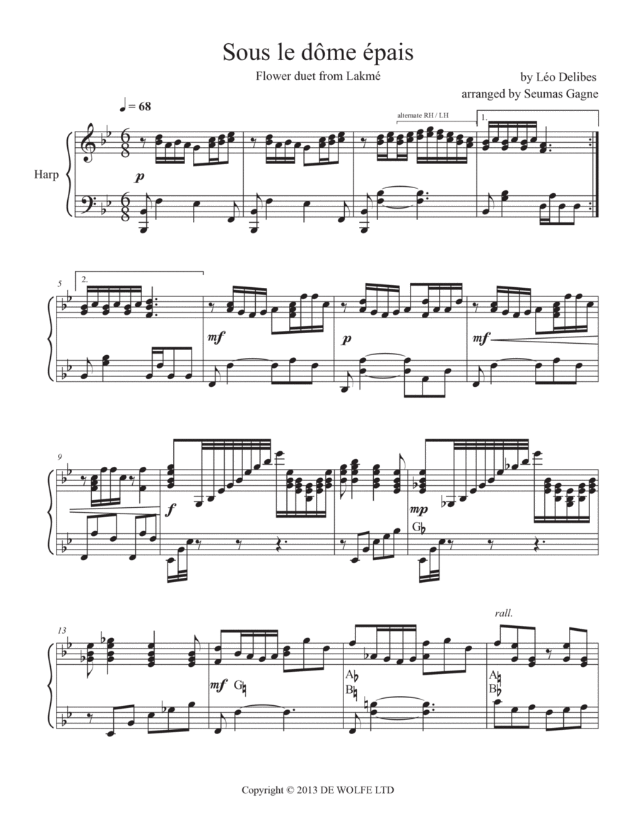 Lakme - Flower Duet Harp scores gallery preview page 1