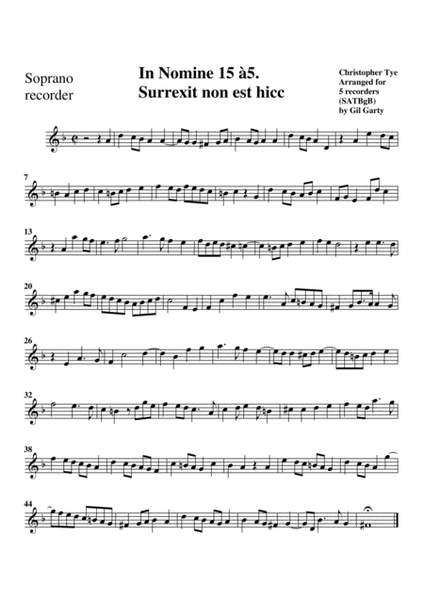 In Nomine no.15 a5 (arrangement for 5 recorders)