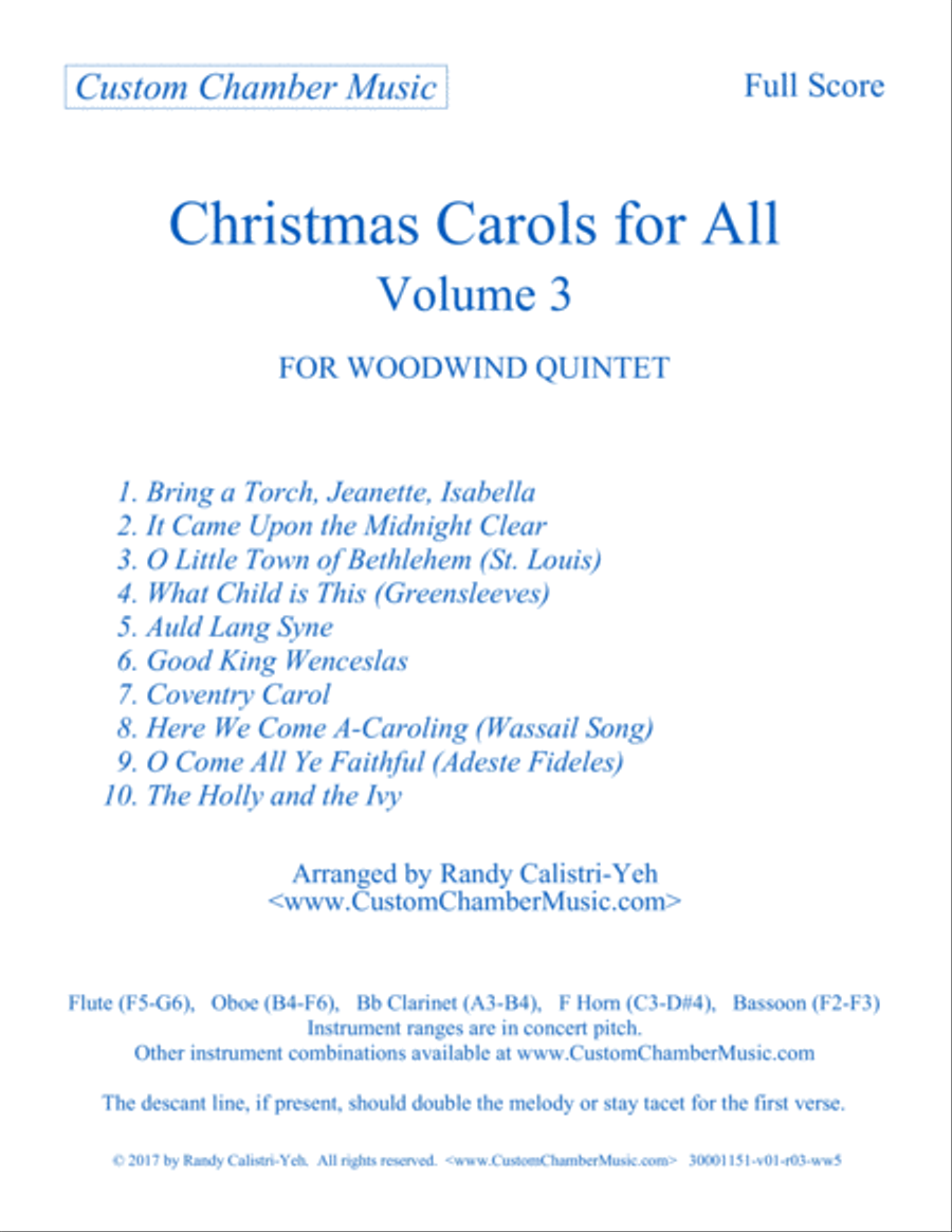 Christmas Carols for All, Volume 3 (for Woodwind Quintet) Woodwind Quintet scores gallery preview page 3