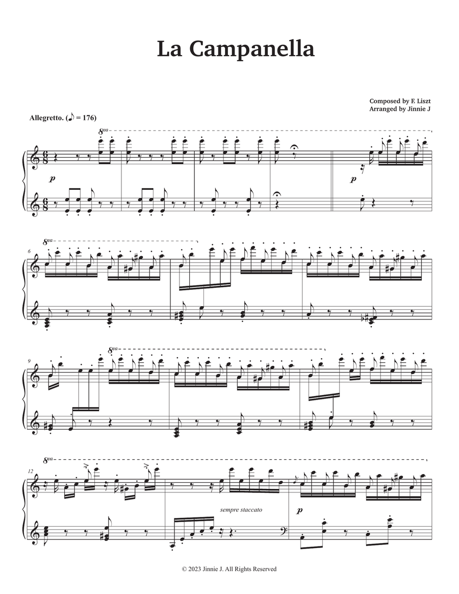 La Campanella (Advanced Intermediate) - Easy key (A minor) Piano Solo scores gallery preview page 1