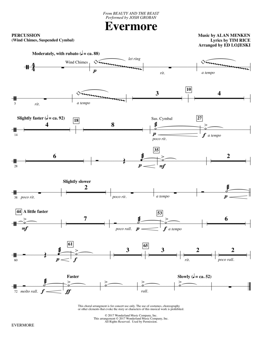 Evermore (from Beauty And The Beast) (arr. Ed Lojeski) - Percussion Choir scores gallery preview page 1
