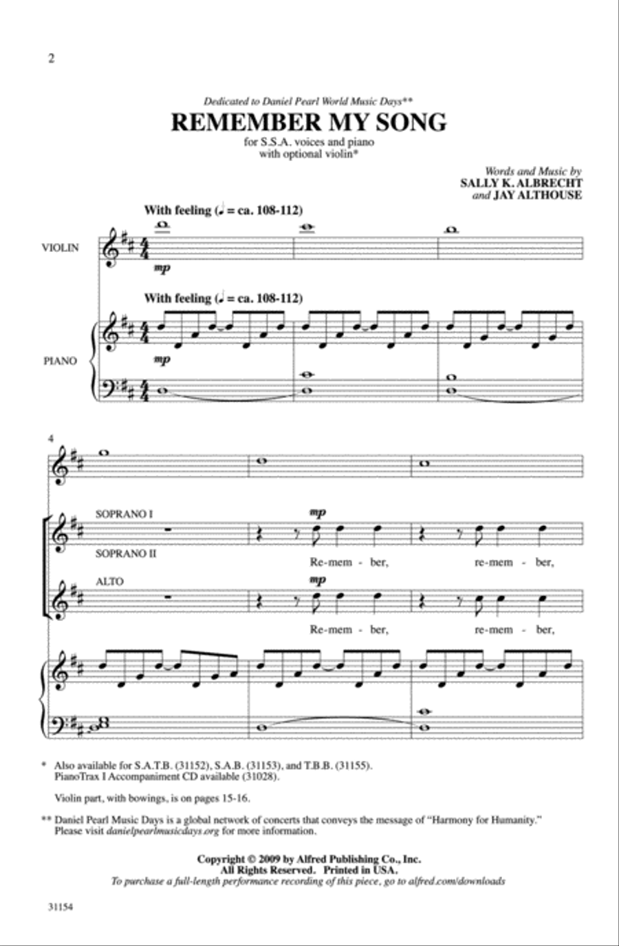 Remember My Song Remember My Song Women's Choir scores gallery preview page 2