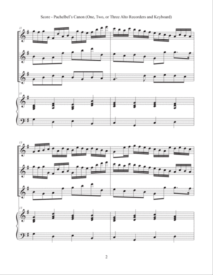 Canon (Alto Recorder and Keyboard) Bassoon scores gallery preview page 3