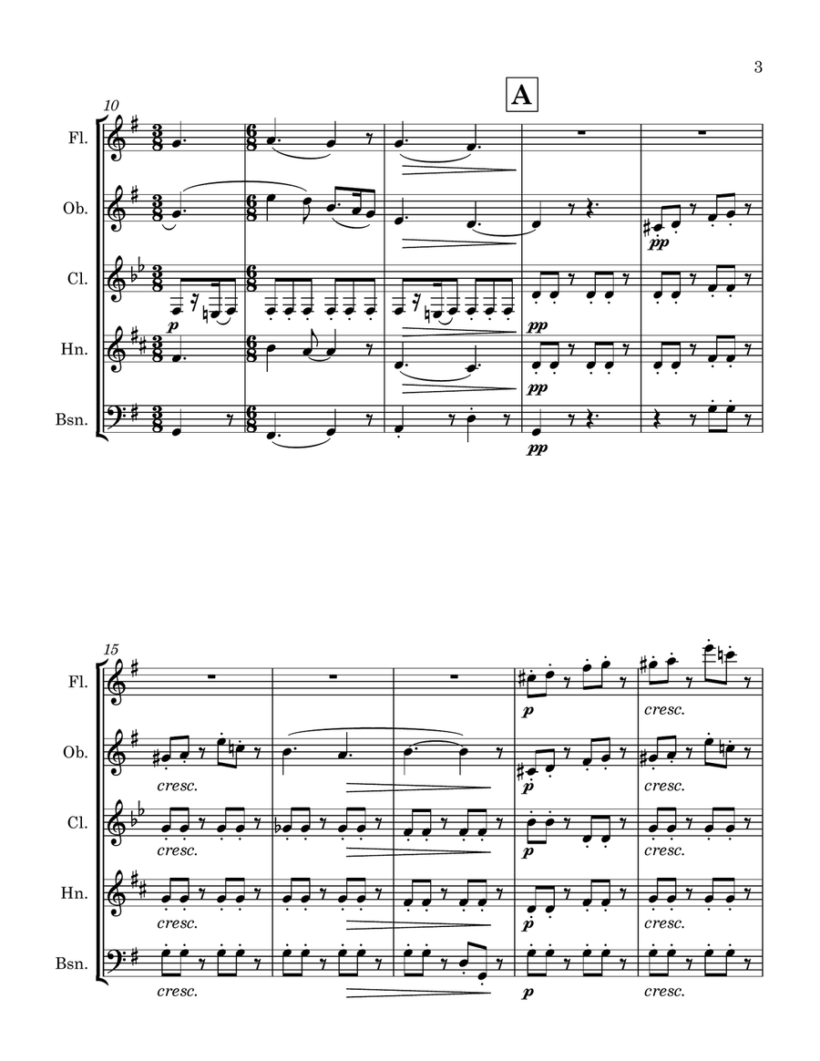 Elgar: Serenade for Strings Op.20 Mvt.1 Allegro - wind quintet Woodwind Quintet scores gallery preview page 3