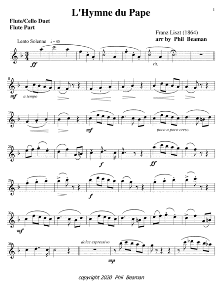 L'Hymne du Pape-Flute-Cello duet Flute scores gallery preview page 4