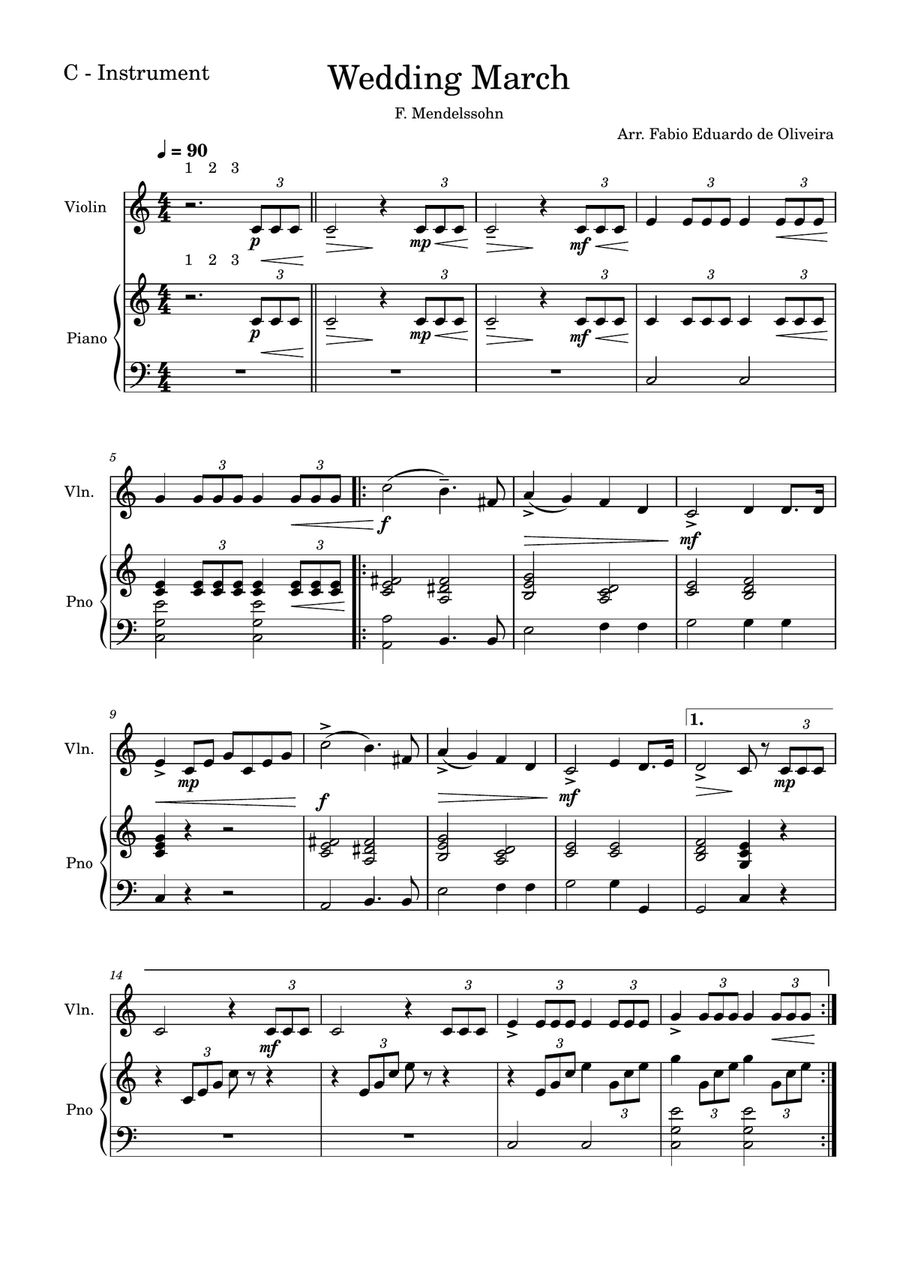 Wedding March (Mendelssohn) + FREE Mp3 Playback + Solo and Piano Parts Piano Accompaniment scores gallery preview page 2