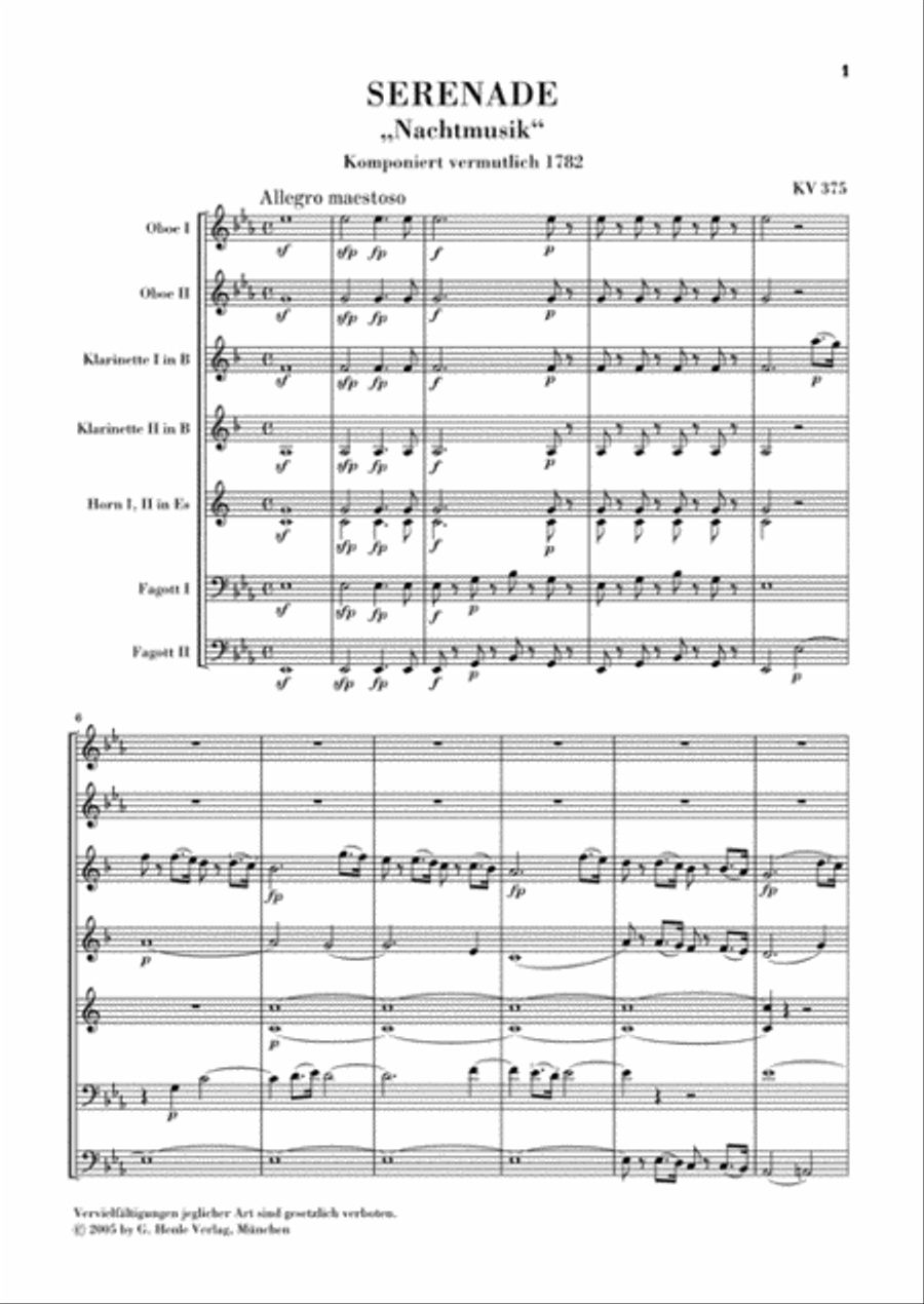 Serenade in Eb Major K375 Bassoon scores gallery preview page 2