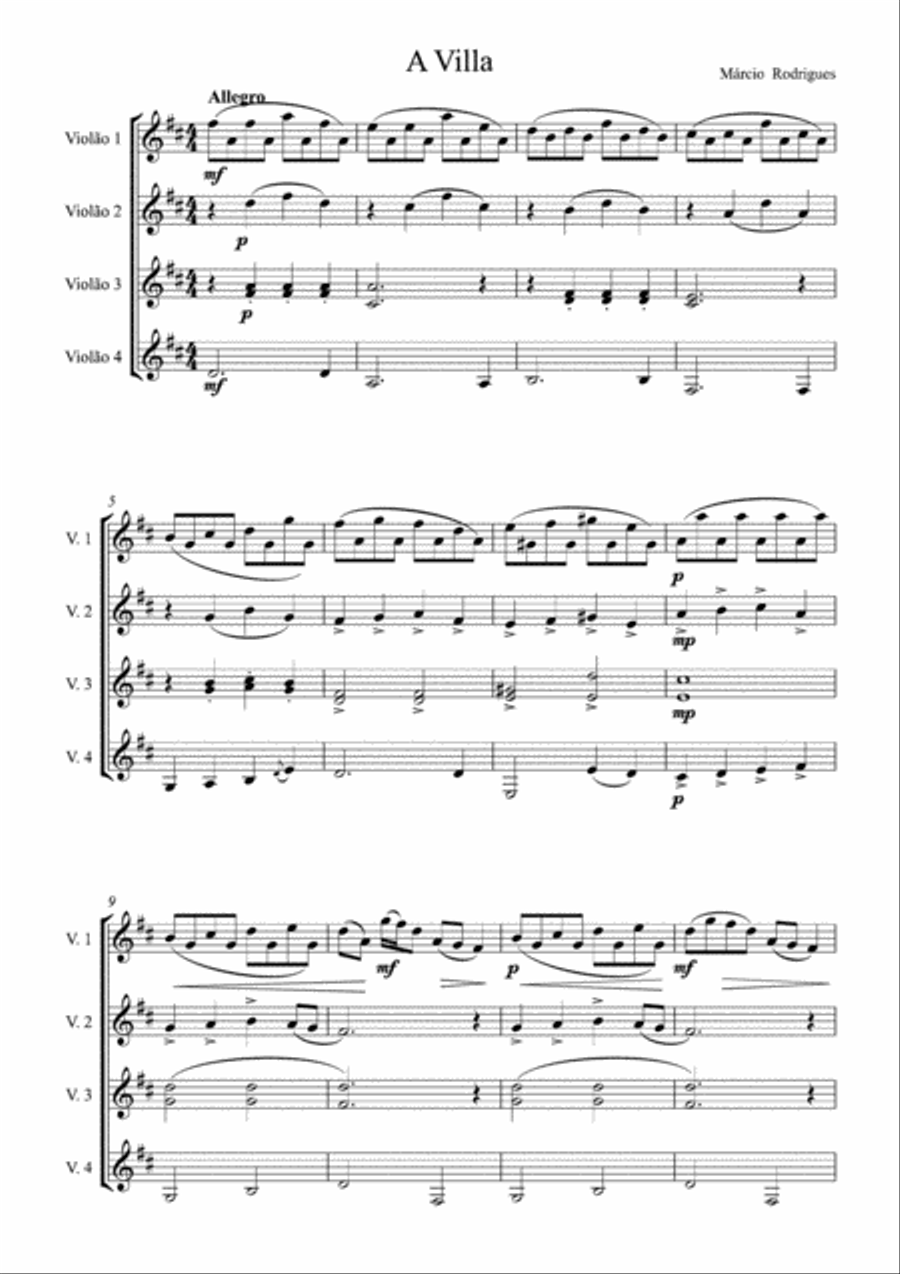 A Villa Guitar Ensemble scores gallery preview page 1