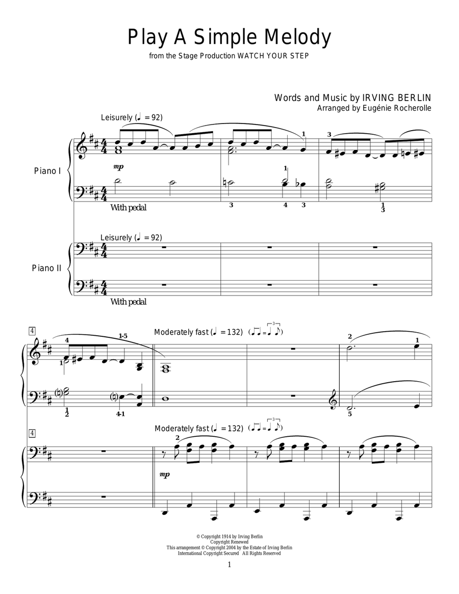 Play A Simple Melody Piano Duet scores gallery preview page 1