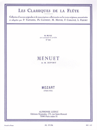 Menuet de M. Duport - Les Classiques de la Flute No. 80