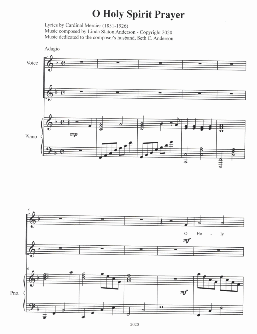 O Holy Spirit Prayer Piano scores gallery preview page 1