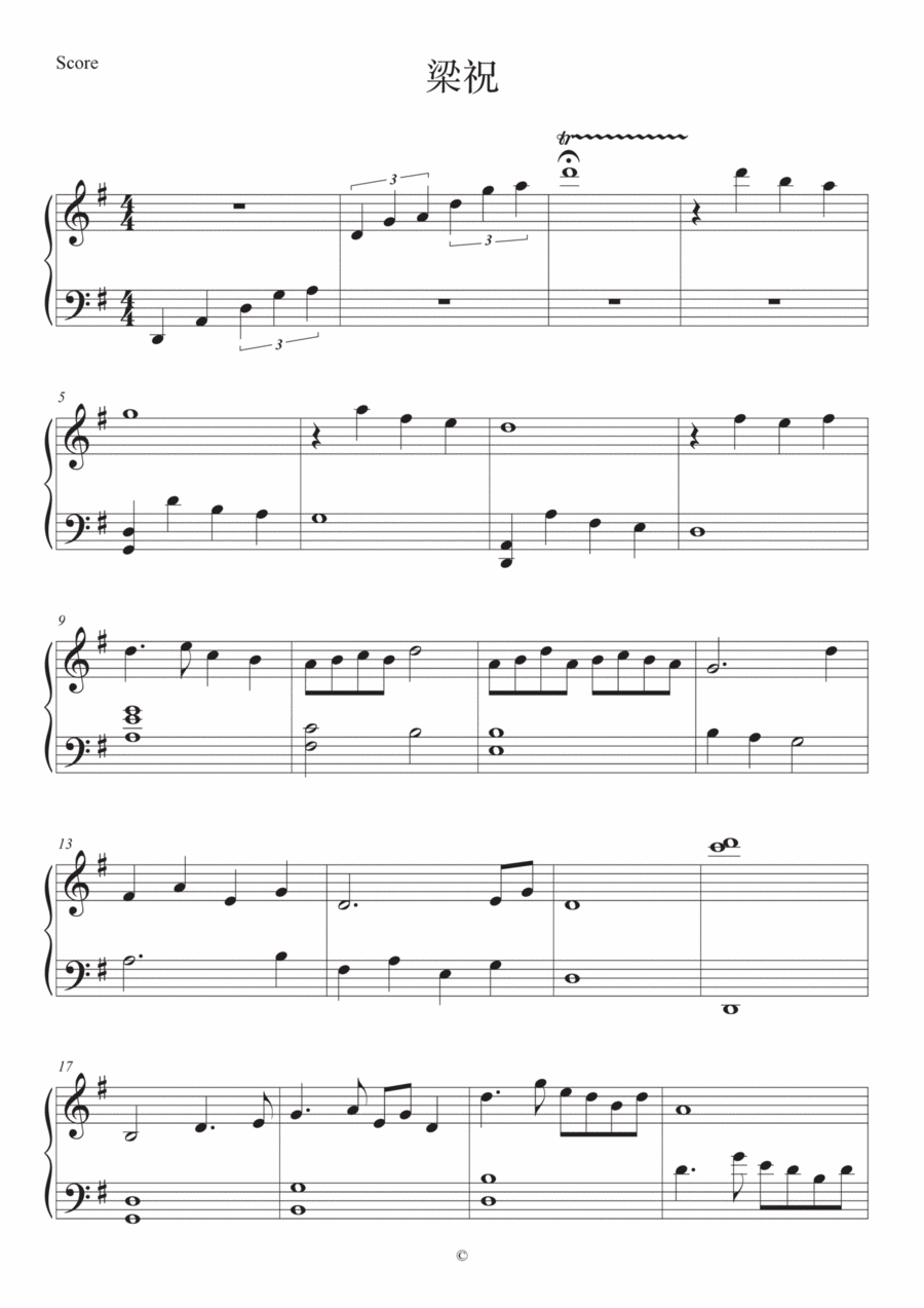 The Butterfly Lovers Piano Solo scores gallery preview page 1