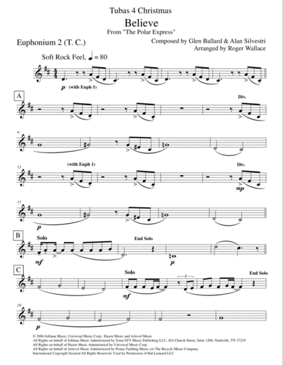 The Polar Express from Warner Bros. Pictures' THE POLAR EXPRESS Brass Quartet scores gallery preview page 6