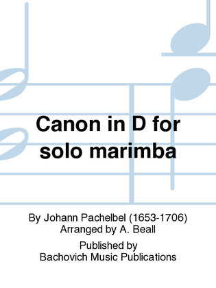 Book cover for Canon in D for solo marimba