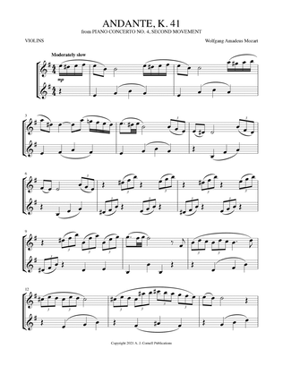 Andante (from Piano Concerto No. 4, K. 41)