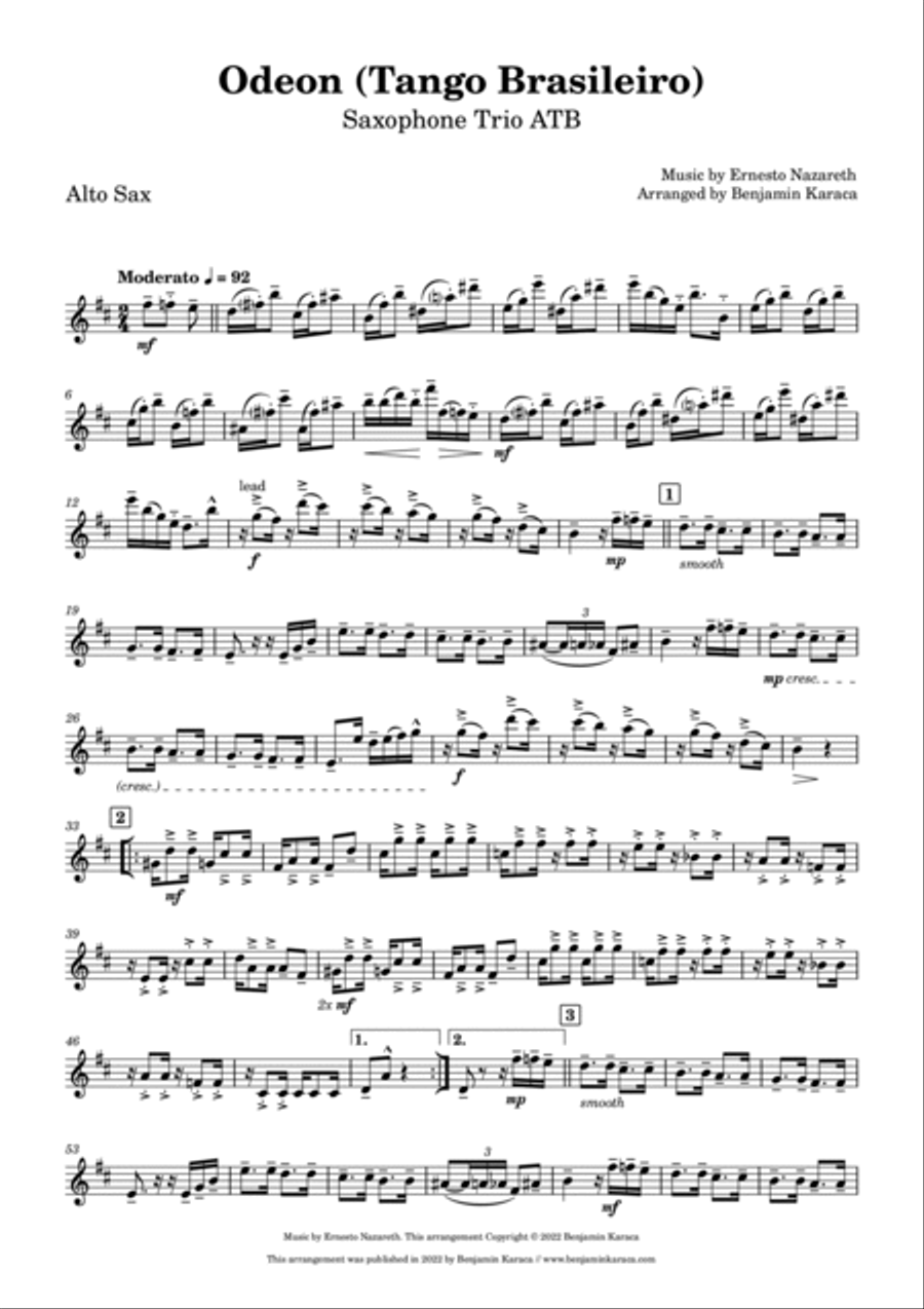 Odeon (Tango Brasileiro) Woodwind Trio scores gallery preview page 3