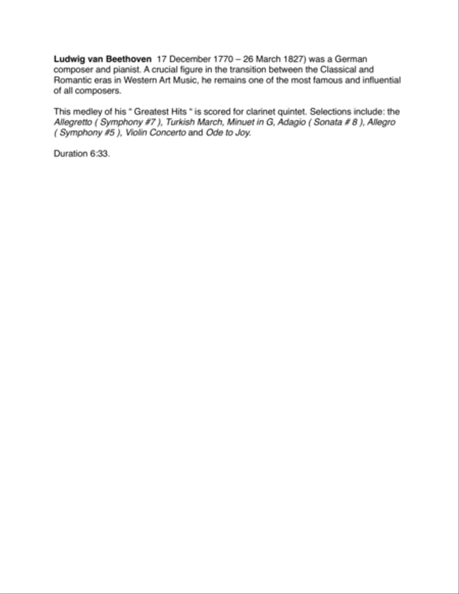 Bravo Beethoven for Clarinet Quintet Bravo Beethoven for Clarinet Quintet Clarinet Quintet scores gallery preview page 2