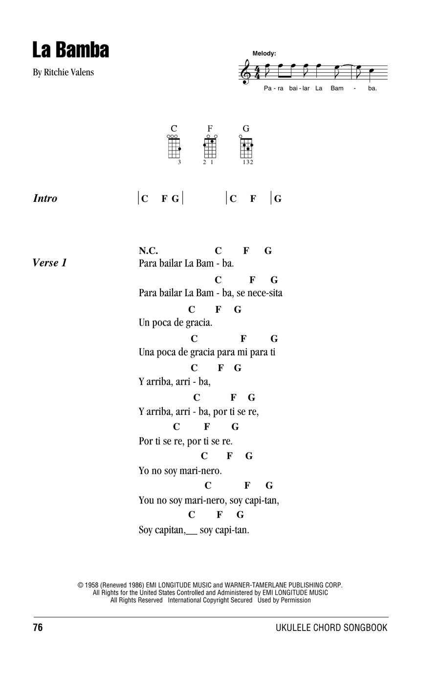 La Bamba La Bamba Ukulele scores gallery preview page 1