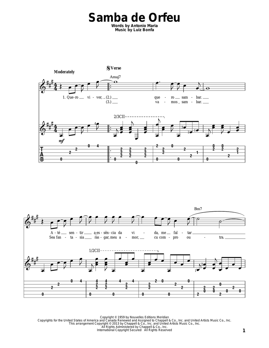 Samba De Orfeu Guitar Solo scores gallery preview page 1