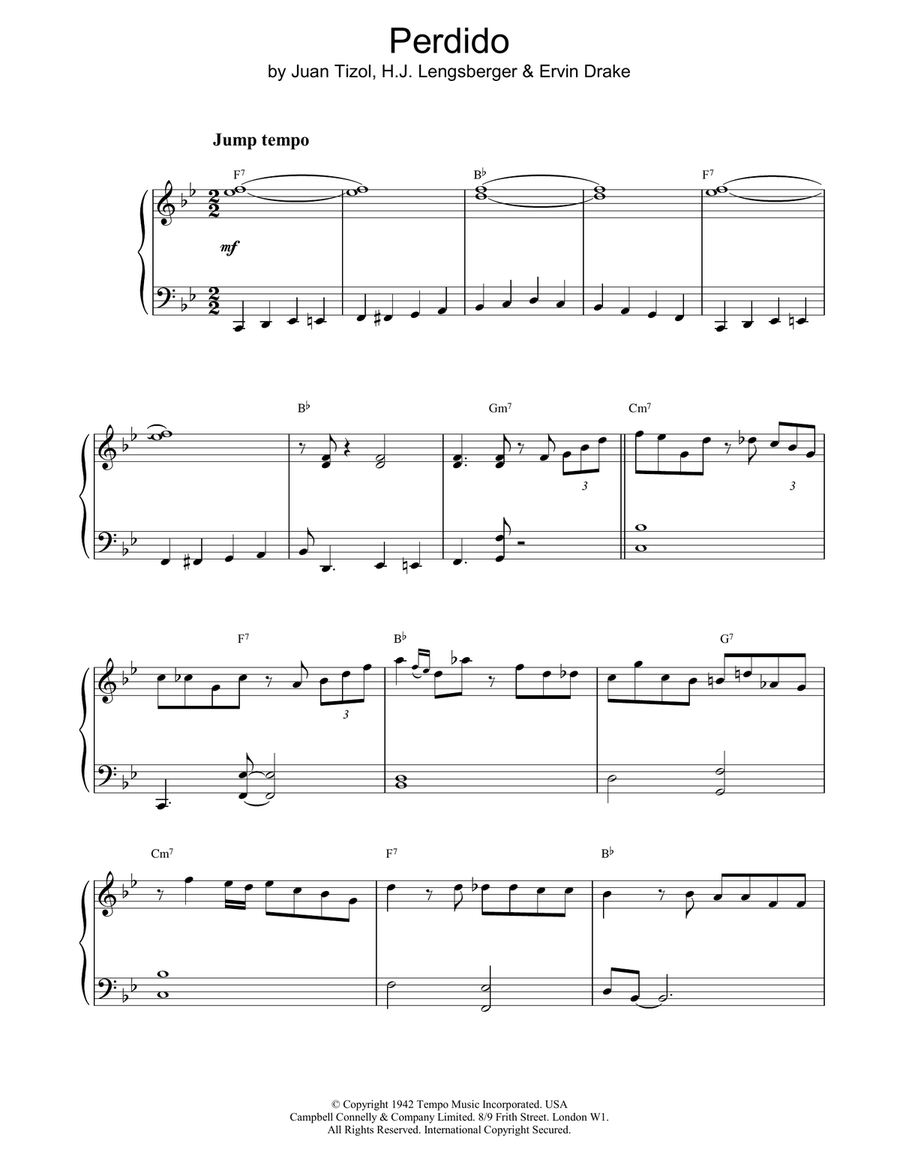 Perdido Piano Solo scores gallery preview page 1