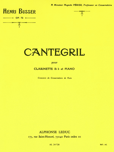 Cantegril Op.72 (clarinet & Piano)