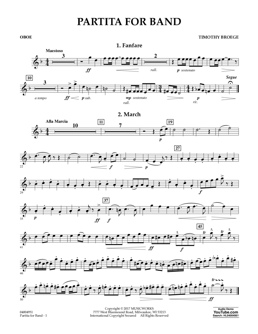 Partita for Band - Oboe