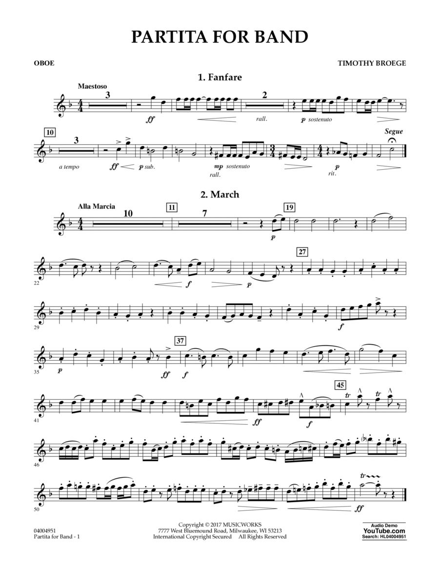 Partita for Band - Oboe Oboe scores gallery preview page 1