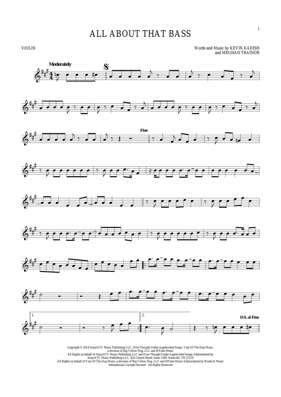 All About That Bass Violin Solo scores gallery preview page 1