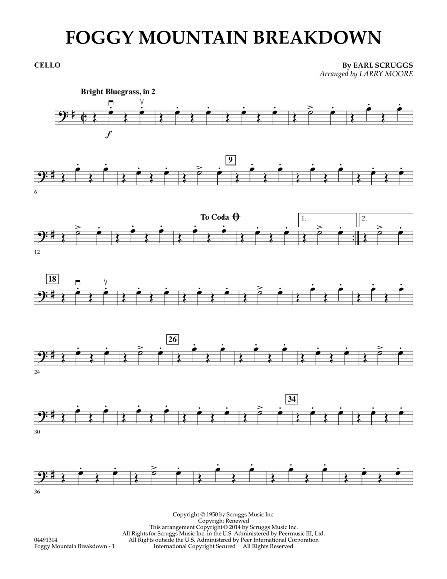 Foggy Mountain Breakdown - Cello Orchestra scores gallery preview page 1