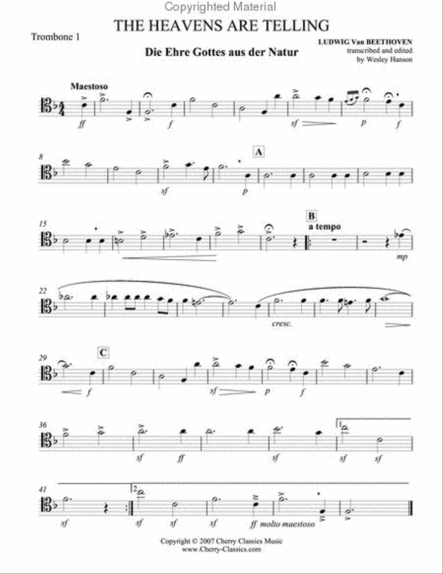 The Heavens Are Telling Trombone Quartet scores gallery preview page 3