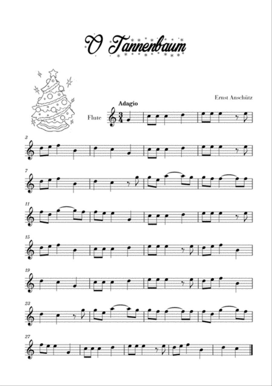 O Tannenbaum (for Flute) Flute Solo scores gallery preview page 1