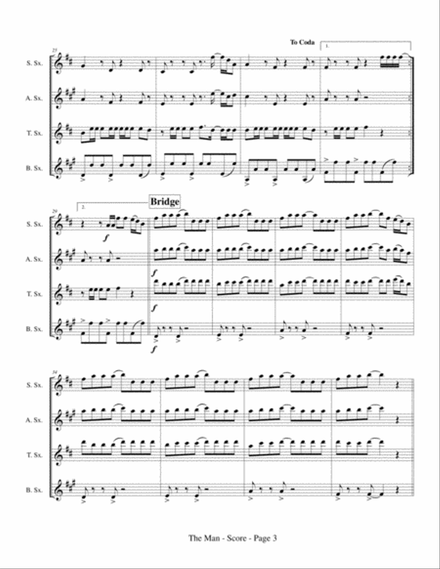 The Man The Man Saxophone Quartet scores gallery preview page 5