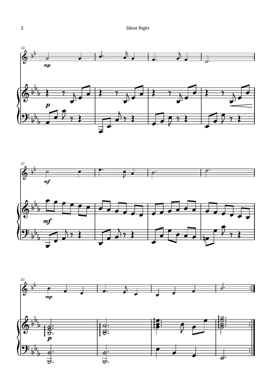 Silent Night - French horn and piano Chamber Music scores gallery preview page 2