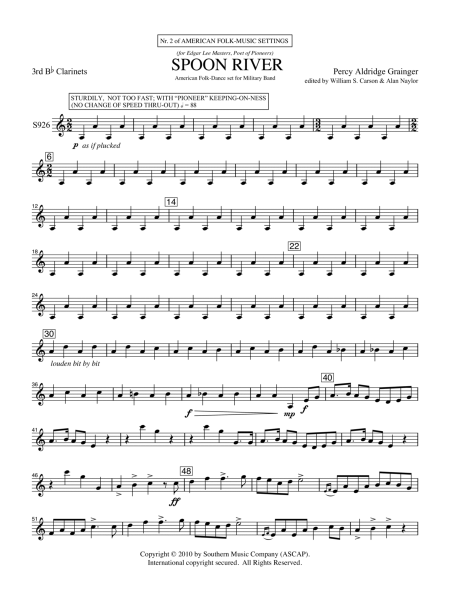Spoon River - Clarinet 3 Spoon River - Clarinet 3 Concert Band scores gallery preview page 1