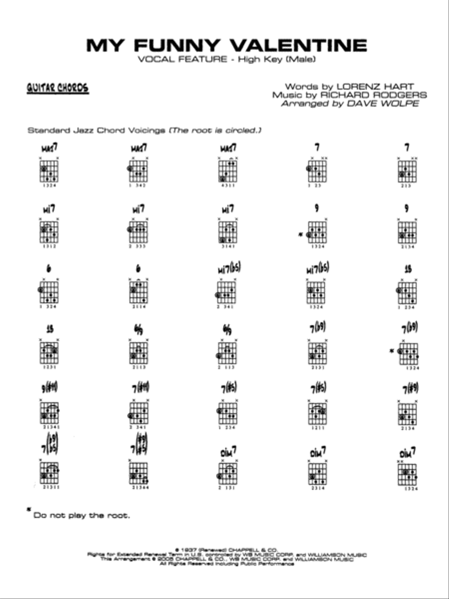 My Funny Valentine: Guitar Chords Jazz Ensemble scores gallery preview page 1