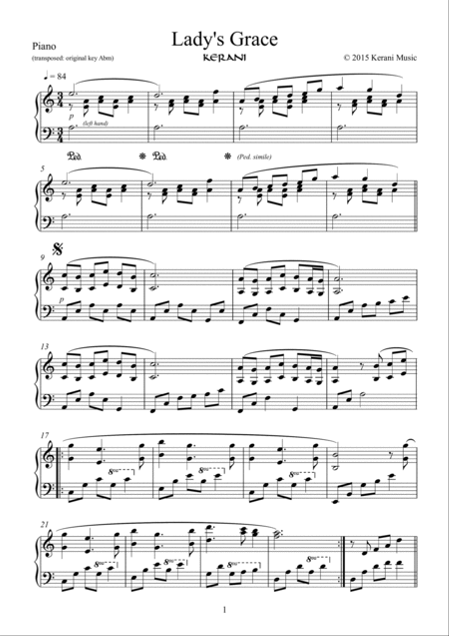 Lady's Grace (simplified in Am) Piano Solo scores gallery preview page 2