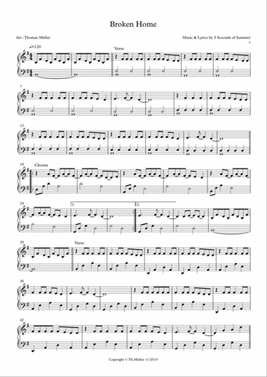 Broken Home Broken Home Piano Solo scores gallery preview page 1
