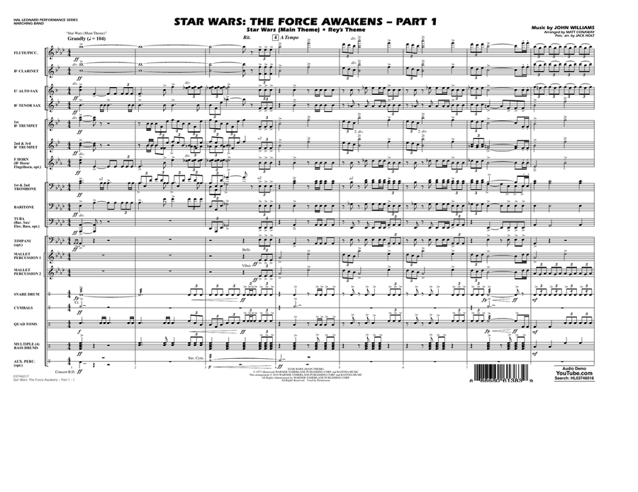 Star Wars: The Force Awakens - Pt 1 - Conductor Score (Full Score) Marching Band scores gallery preview page 1