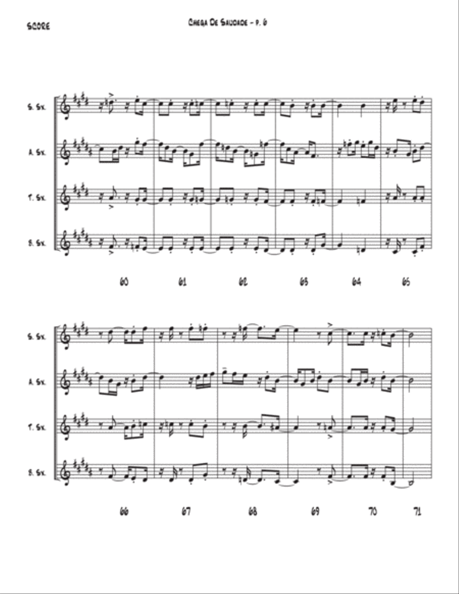 Chega De Saudade (no More Blues) Chega De Saudade (no More Blues) Saxophone Quartet scores gallery preview page 6