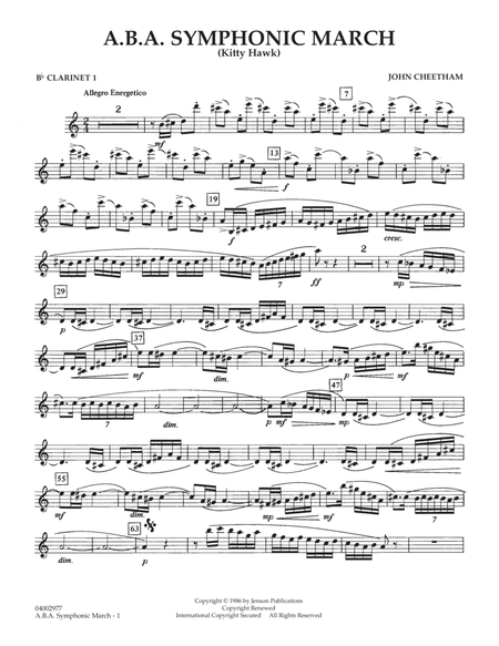 A.B.A. Symphonic March (Kitty Hawk) - Bb Clarinet 1