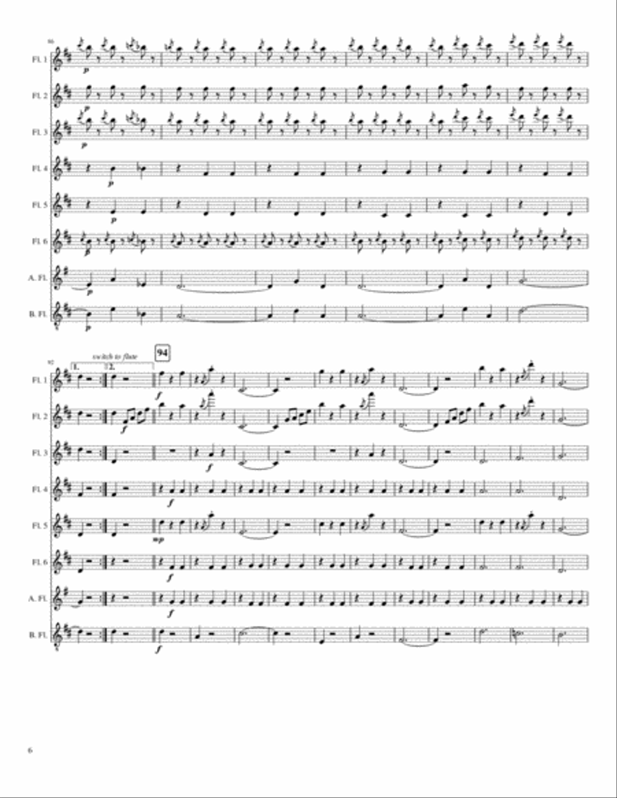 The Skaters' Waltz (Les Patineurs), for flute choir Flute Choir scores gallery preview page 6
