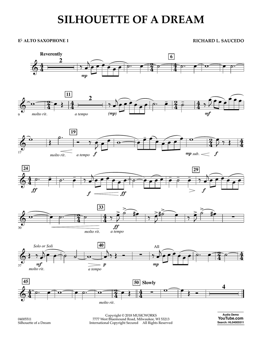 Silhouette of a Dream - Eb Alto Saxophone 1 Concert Band scores gallery preview page 1