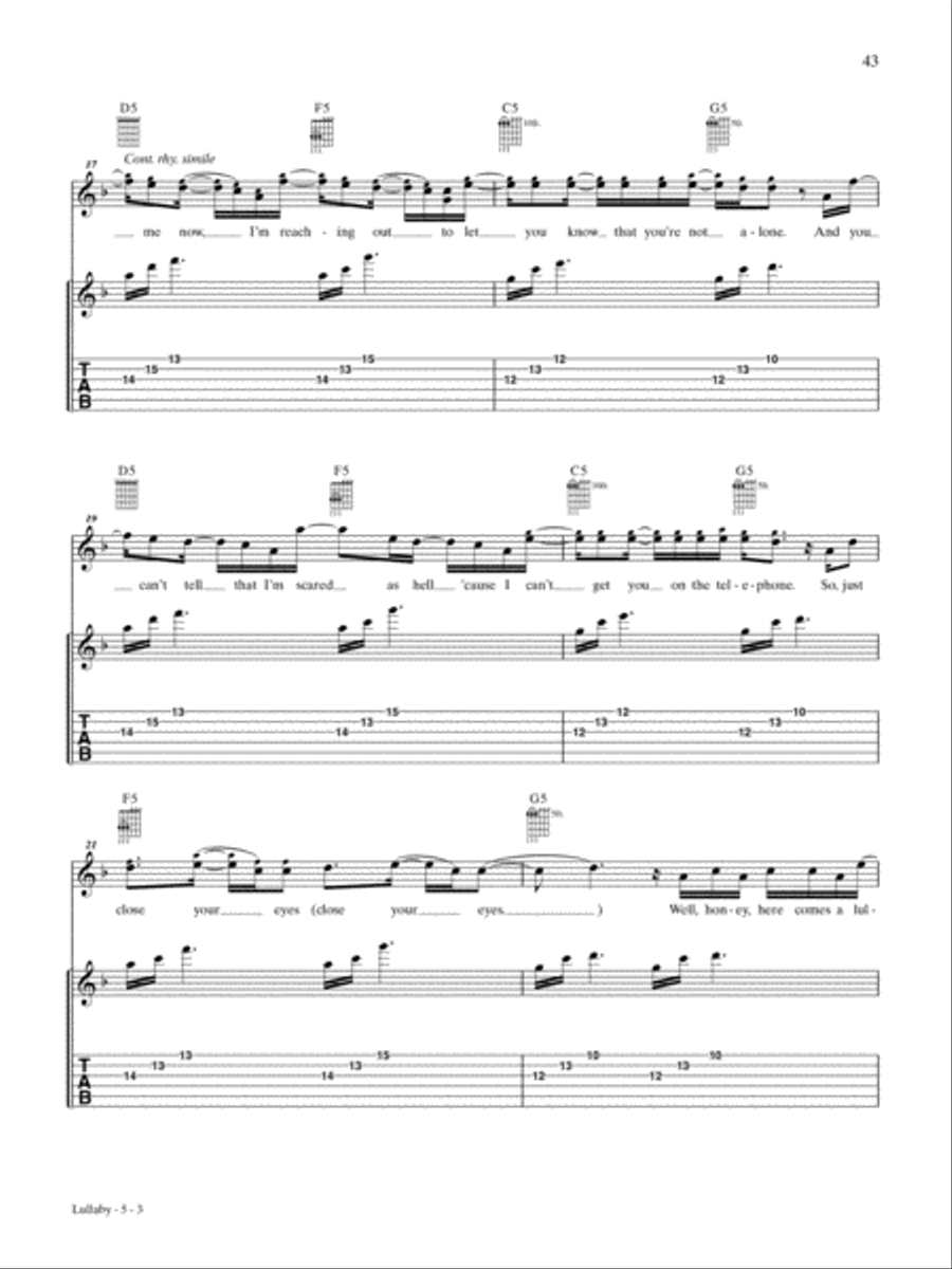 Lullaby Guitar Tablature scores gallery preview page 3