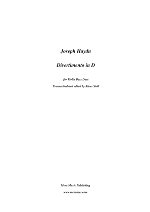 Book cover for Joseph Haydn, (1732-1809) Divertimento for double bass and violin. Transcribed and edited by Klaus