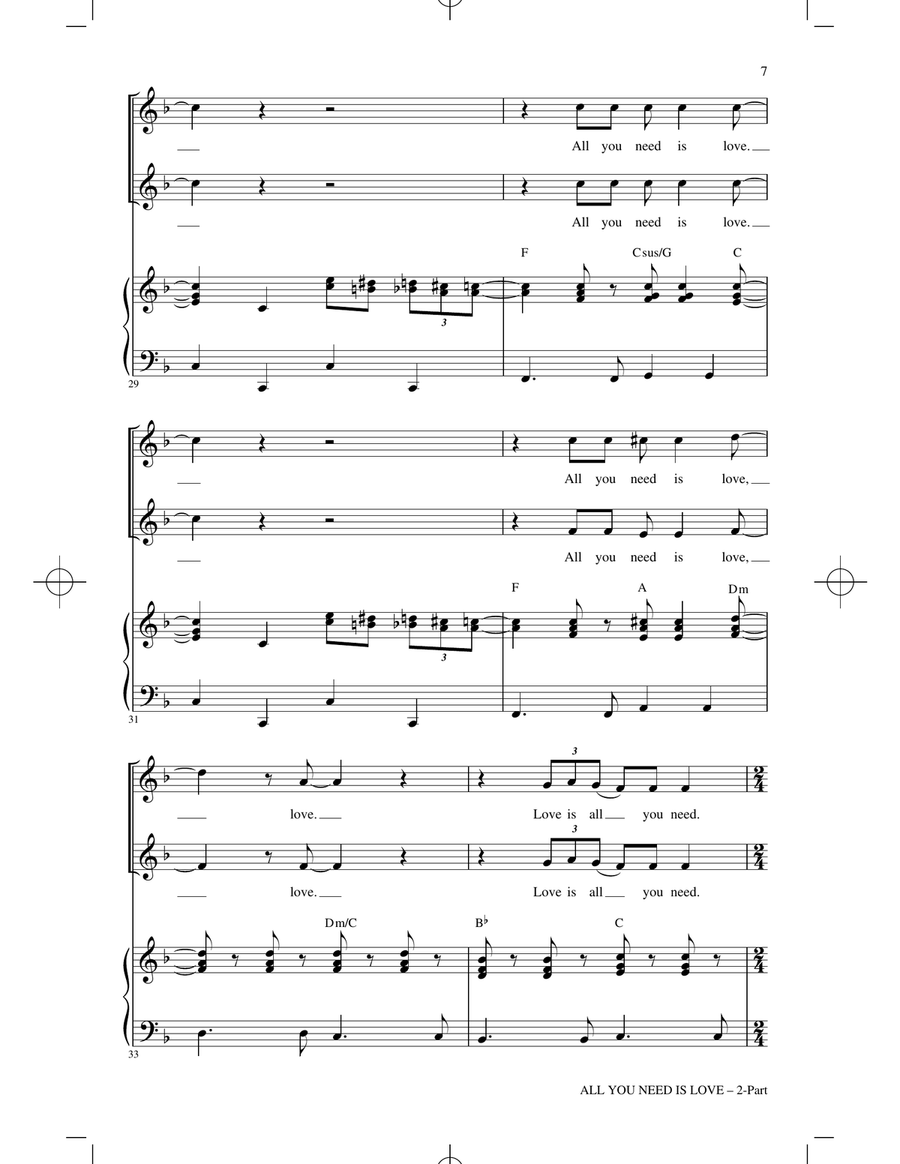 All You Need Is Love (arr. Cristi Cari Miller) 2-Part scores gallery preview page 5