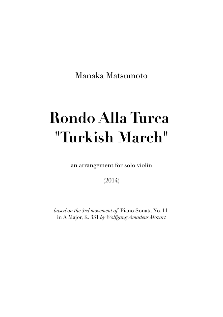 Turkish March for solo violin Chamber Music scores gallery preview page 1