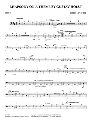 Rhapsody On A Theme by Gustav Holst - Cello