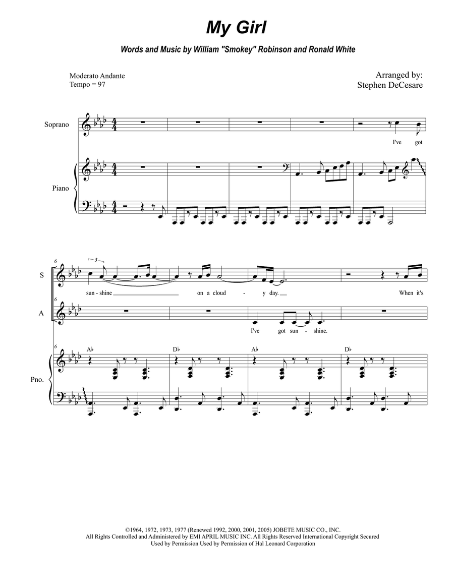 My Girl Vocal Duet scores gallery preview page 1