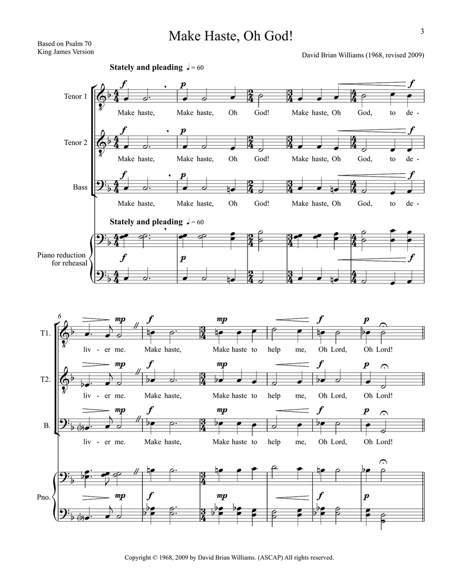Make Haste Oh God! (For TTB Men's Choir) TTB scores gallery preview page 3